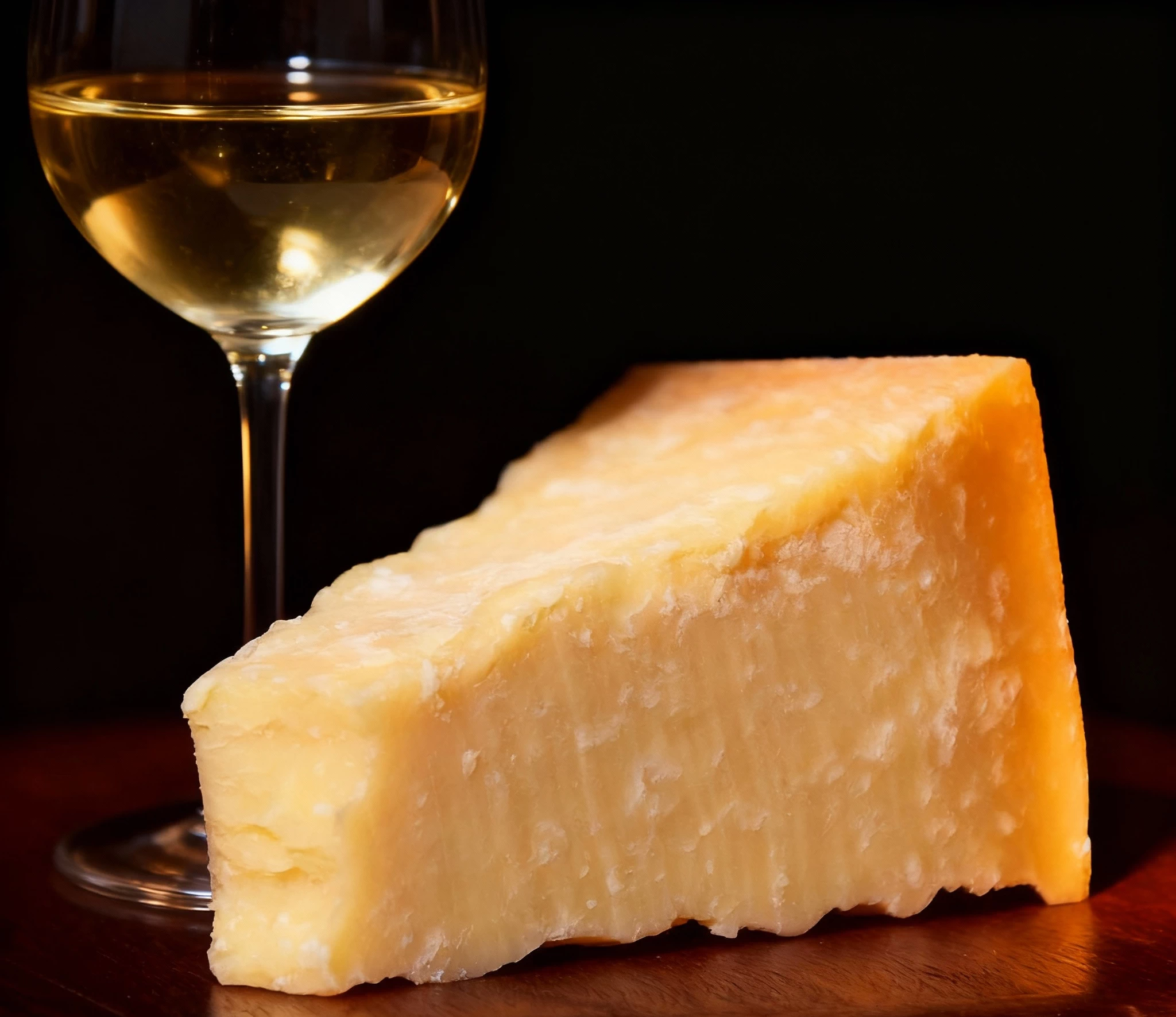 Parmesan et verre de vin blanc
