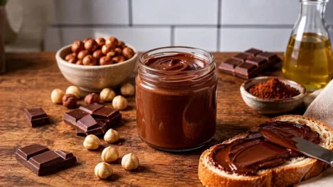 La pâte à tartiner maison chocolat et noisettes de Philippe ETCHEBEST